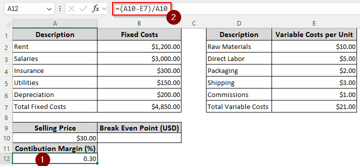 Calculating Break-Even Point Directly in Dollars