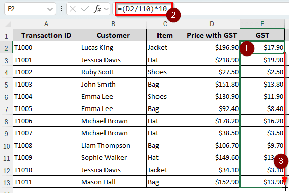 Extracting GST from the Price Including GST
