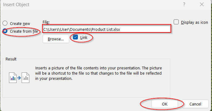 Inserting an Object From PowerPoint