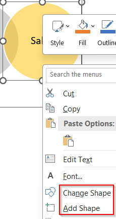 Insert a Venn Diagram Using SmartArt Feature