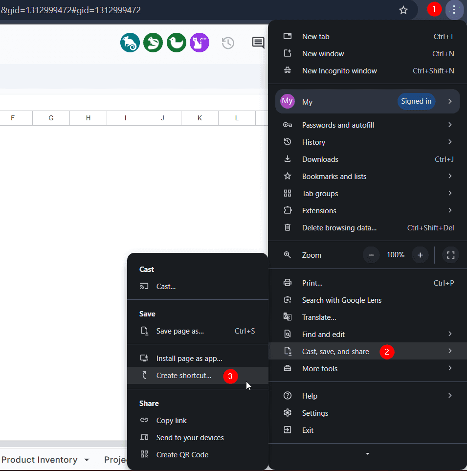 Save Google Sheets as a Desktop Shortcut