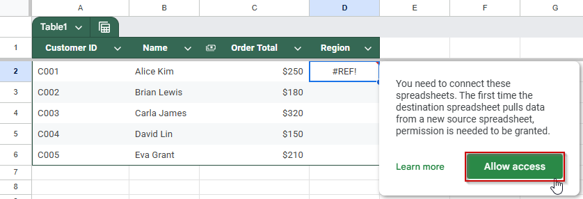 Merge Data Using VLOOKUP and IMPORTRANGE