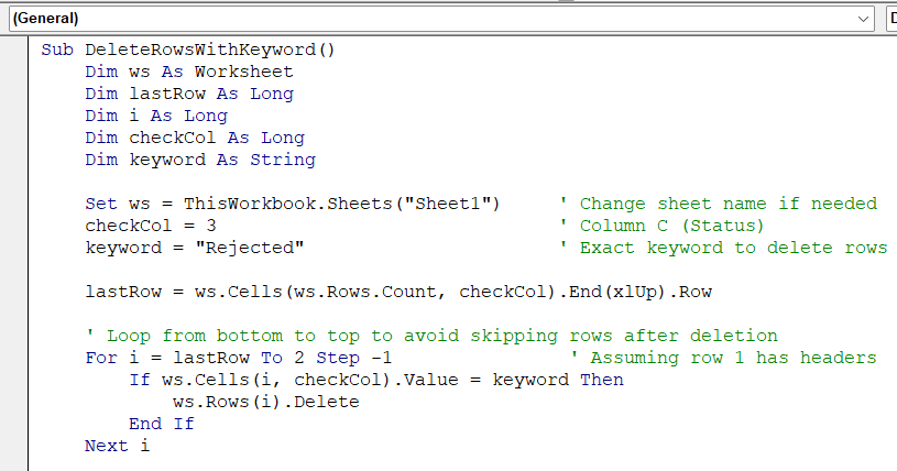 Remove Rows Containing a Specific Keyword in a Column