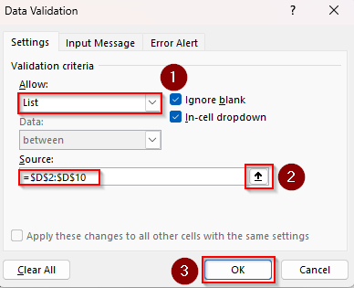 Manually Sort Source Data and Add a Drop-Down