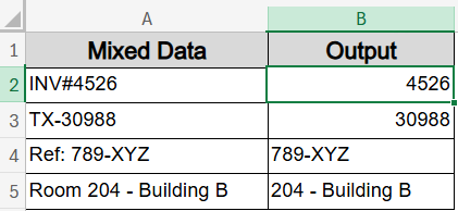 Extract Numbers Using Flash Fill (Excel 2013+)