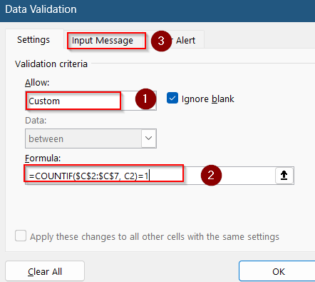 Enforce Uniqueness Using COUNTIF