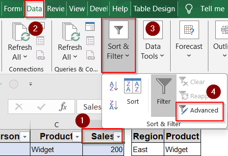 Set Up Advanced Filter Tool for Criteria-Based Extraction