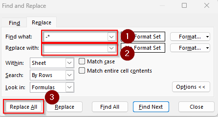 Using the Find & Replace Tool to Remove Certain Characters and Text