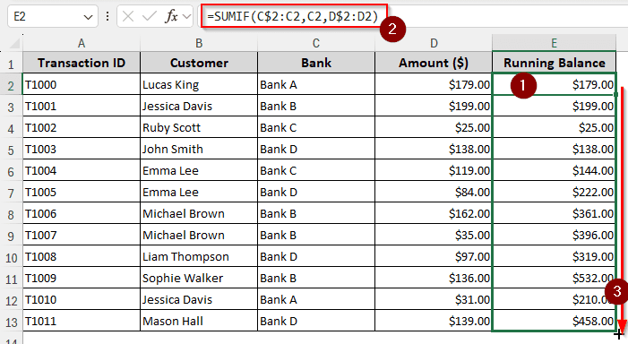 Conditional Running Balance Using SUMIF