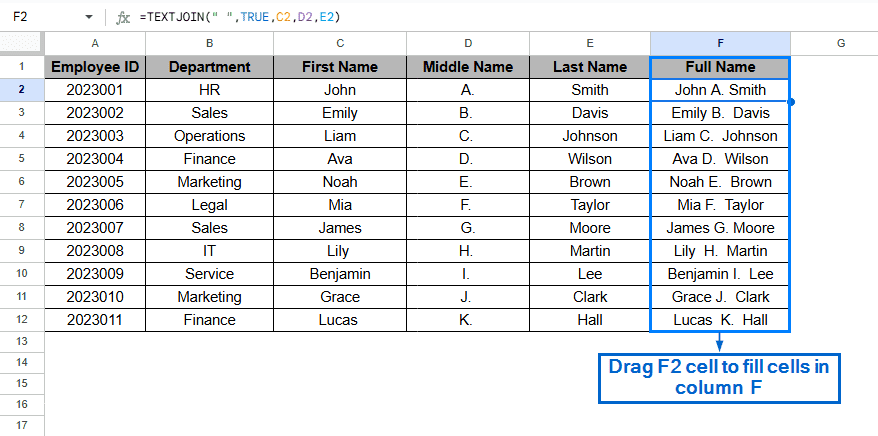 Concatenate Multiple Cells Using the TEXTJOIN Function