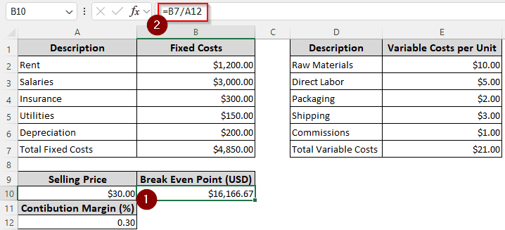 Calculating Break-Even Point Directly in Dollars