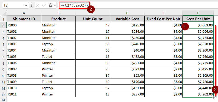Finding Cost Per Unit with Fixed Cost Per Unit