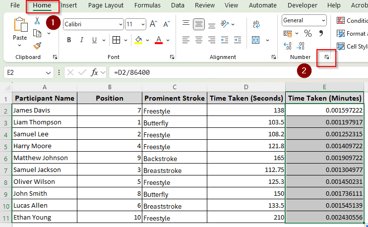 Converting Seconds to Minutes Using Division and Custom Time Formatting
