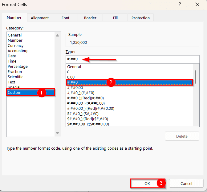 Apply Custom Formatting to Add Commas