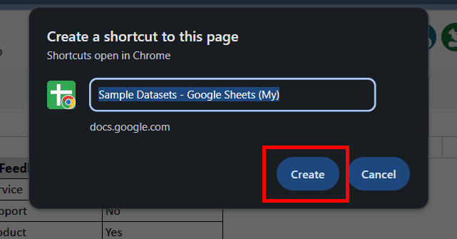 Save Google Sheets as a Desktop Shortcut