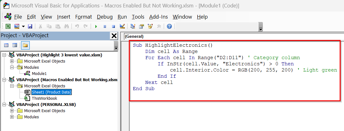 Fix Macro Code Errors