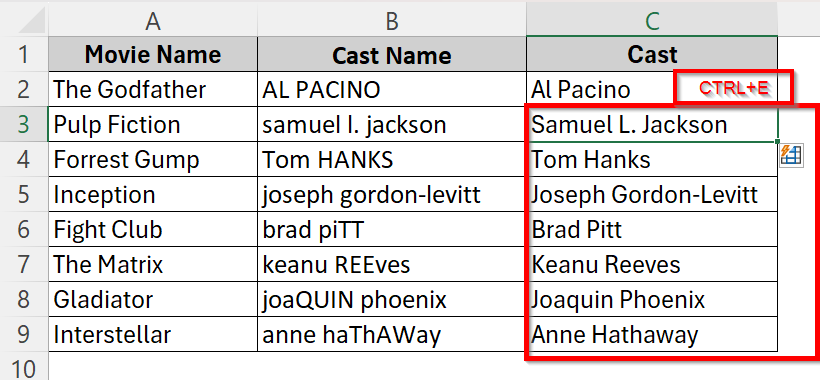 Trigger Flash Fill to Capitalize First Letter of Each Word