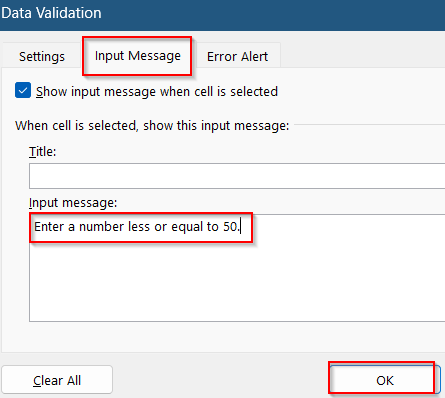 Add Input Message for Entry Guidance