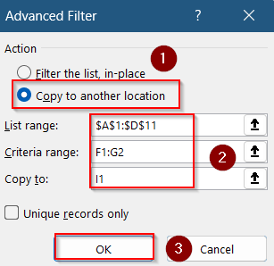 Set Up Advanced Filter Tool for Criteria-Based Extraction 
