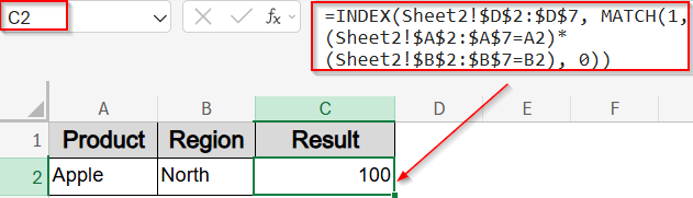 Match Two Criteria Using INDEX and MATCH Function