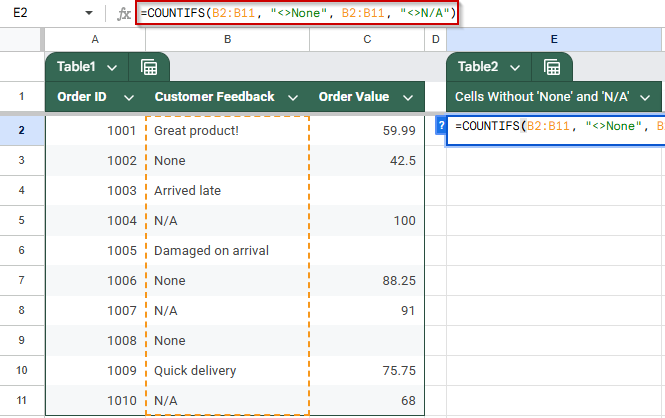 Exclude Specific Words When Counting Text Entries Using COUNTIF