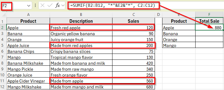 Using SUMIF Function to Match Text in Another Cell