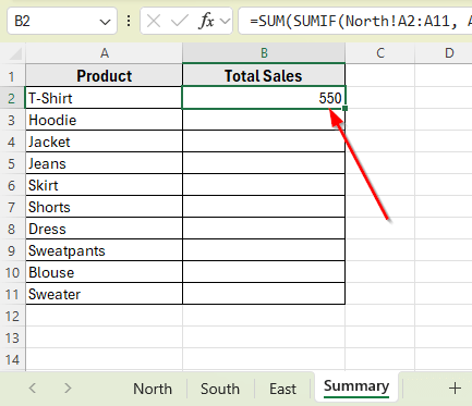 Apply SUMIF Function with SUM to Add Values from Each Sheet