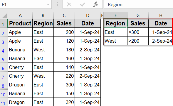 Set Up Criteria Range for Advanced Filter (AND / OR / Combined Logic)