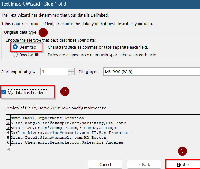 Open the Text File Directly in Excel