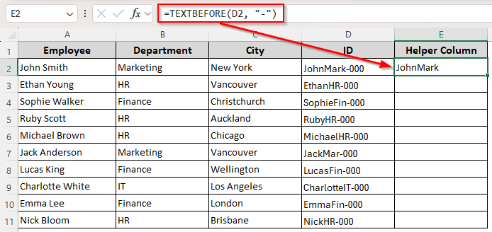 Strip Text Before Character with the TEXTBEFORE Function