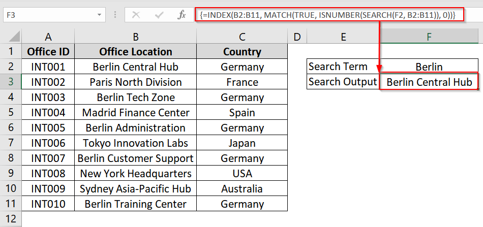 Combining INDEX & MATCH Functions To Lookup Partial Text Match