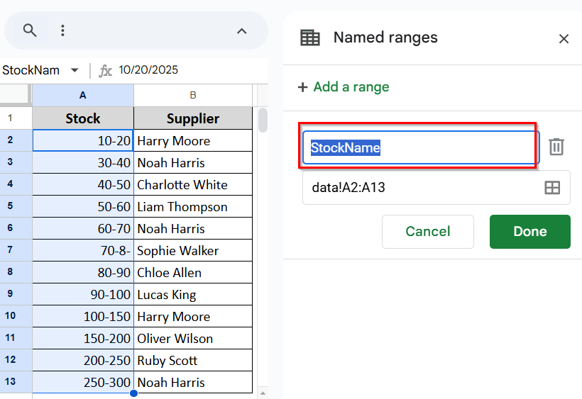 Create a Drop-down List Using a Named Range