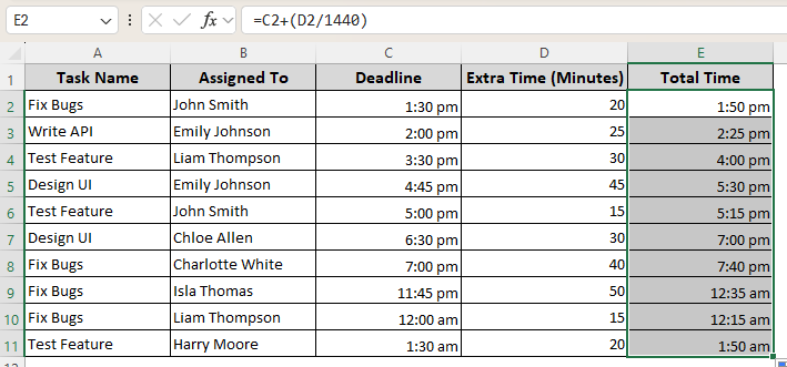 Adding Minutes Based on Cell Reference
