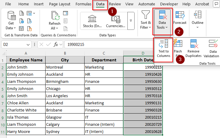Format Numbers to Date with the Text to Columns Wizard