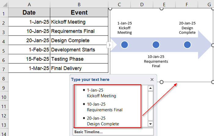 Insert Timeline Using SmartArt Graphics