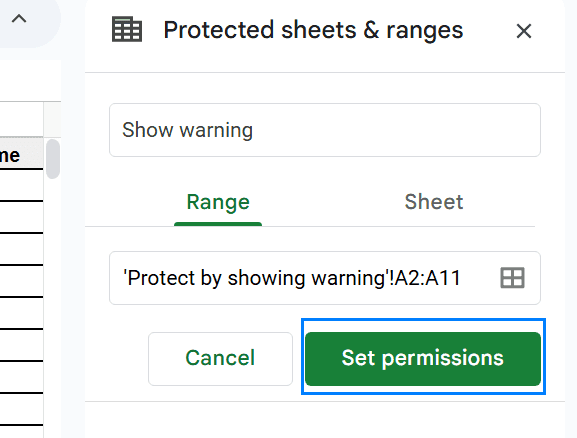 Protect Columns by Showing a Warning