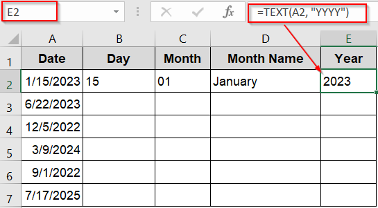 Format Date Parts as Text Using the TEXT Function