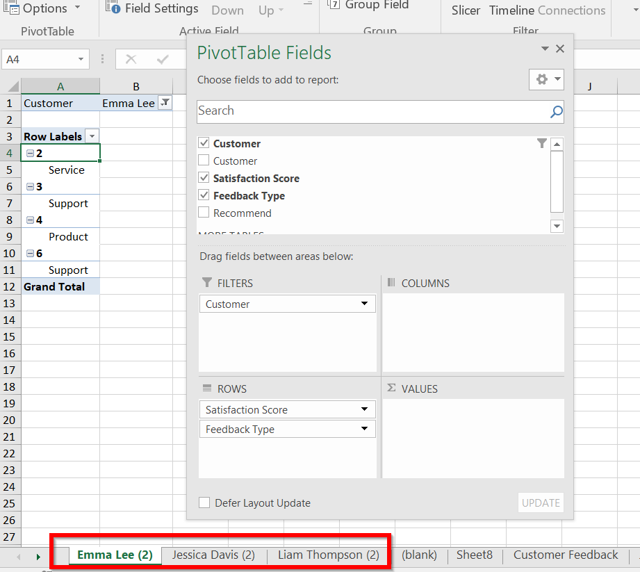 Split the Excel Sheet into Multiple Worksheets using PivotTable