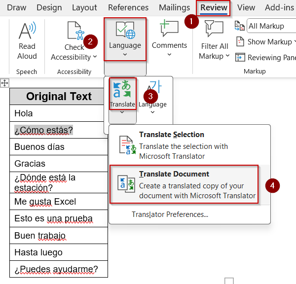 Convert Large Tables via Microsoft Word’s Translator (Offline Option)