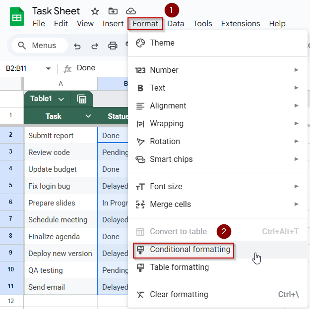 Implement Conditional Formatting and Helper Column for Color Detection