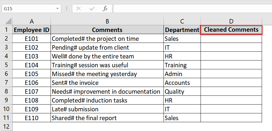 Applying SUBSTITUTE Function to Remove Unwanted Characters