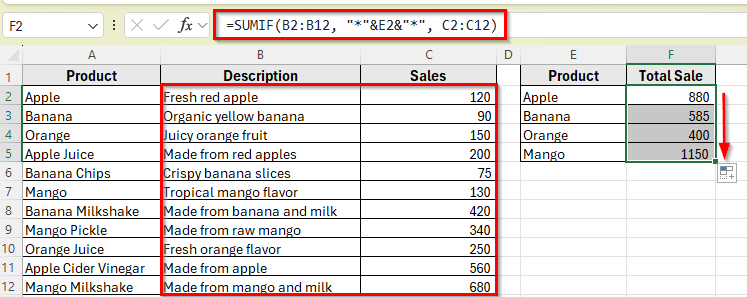 Using SUMIF Function to Match Text in Another Cell