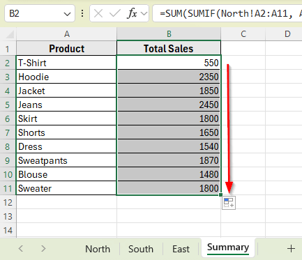 Apply SUMIF Function with SUM to Add Values from Each Sheet