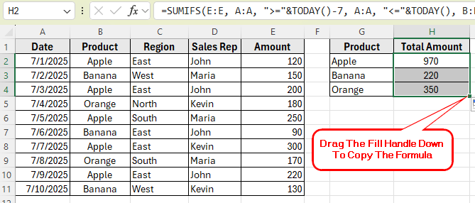 Apply SUMIFS with TODAY Function for a Dynamic Date Range