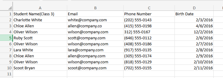 downloaded as csv file