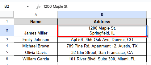 go to the next line result