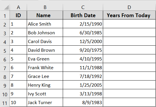 What Does It Mean to Calculate Years in Excel From Today?