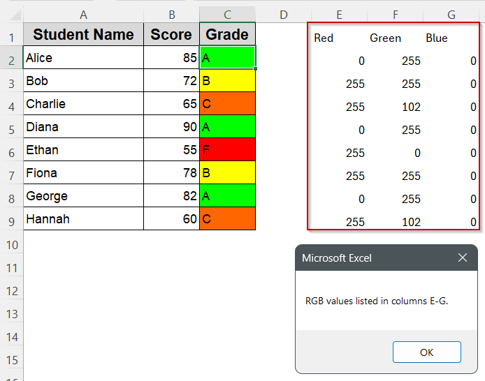 Retrieve Exact RGB Components with the Color Property