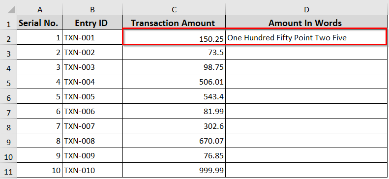 Convert Decimal Numbers To Words