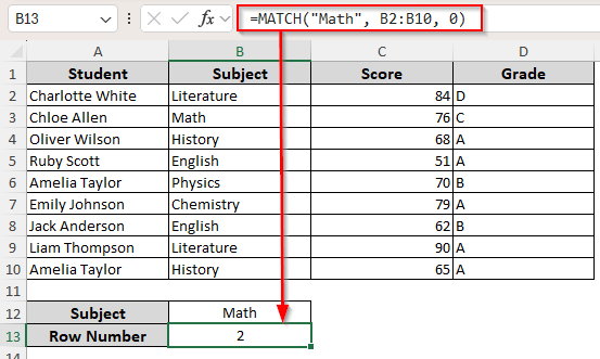 Finding the Relative Row Number for a Matched Cell/Value with the MATCH Function
